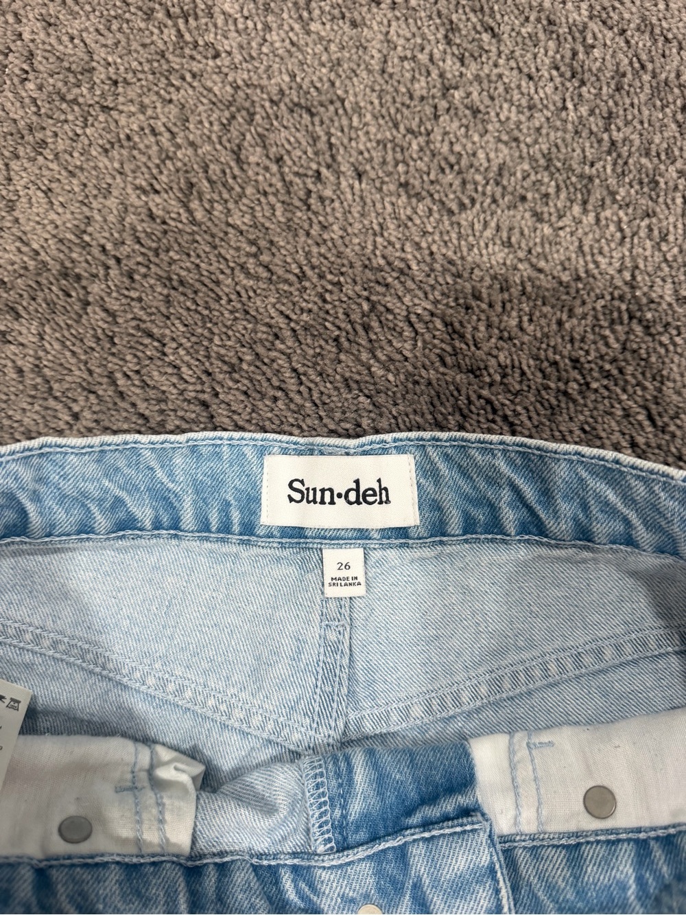 Sun-Deh Light Blue Denim High-Waist Women's Shorts - Picture 3 of 4